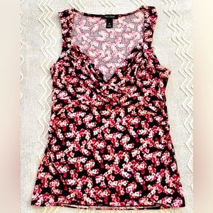 White House Black Market Sleeveless Floral Print Knit Top